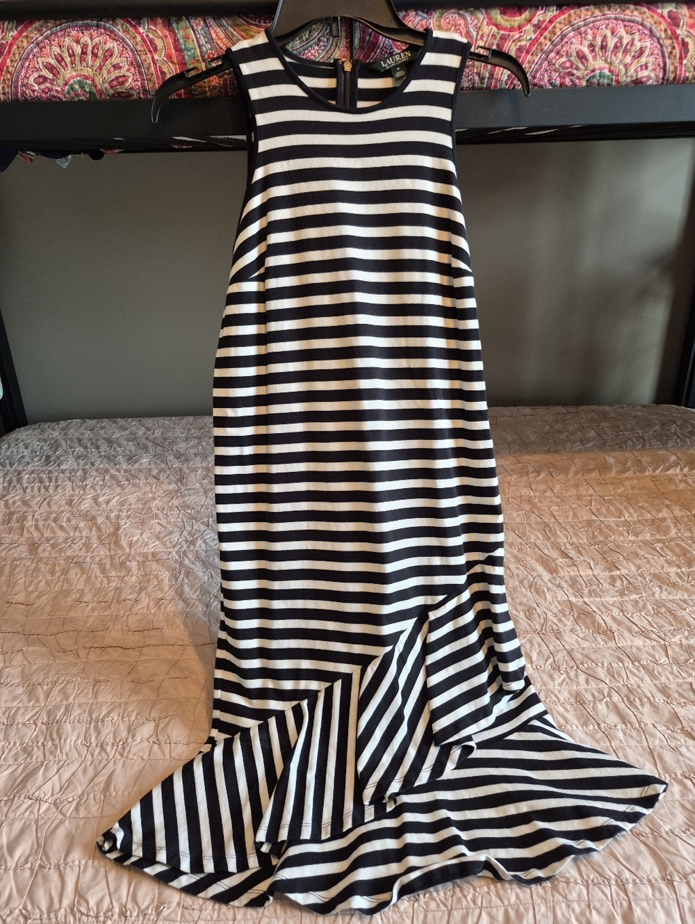 Lauren Small Striped Sleeveless Dress - Black & White